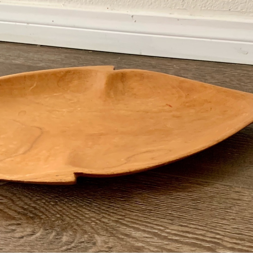 Fish Shaped Hand Carved Wood Chip & Dip Serving Platter Made in Haiti 21”x10”